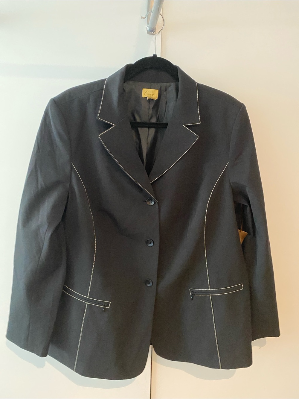 Caslon Black Blazer with White Contrast Stitching